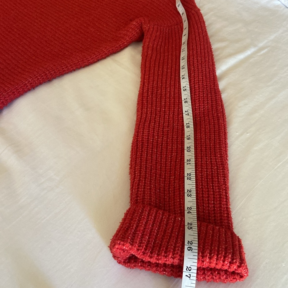 Pilcro Red Ribbed Cowl Neck Sweater - Picture 13 of 14